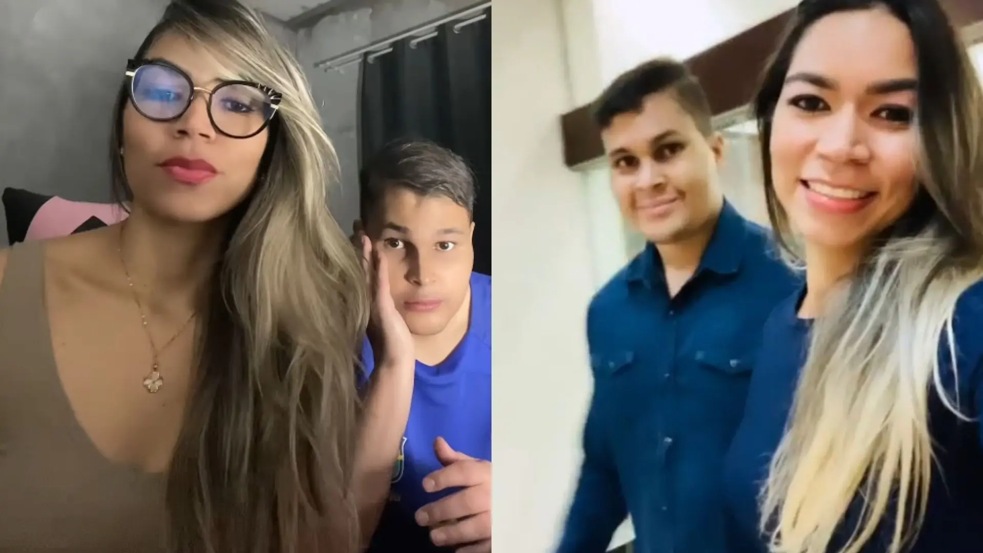 Duas fotos de Lívia e José após ele ter um câncer e perder a memória