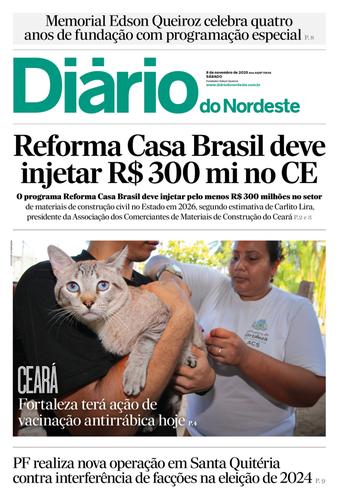 Capa da Edição do dia do jornal Diário do Nordeste