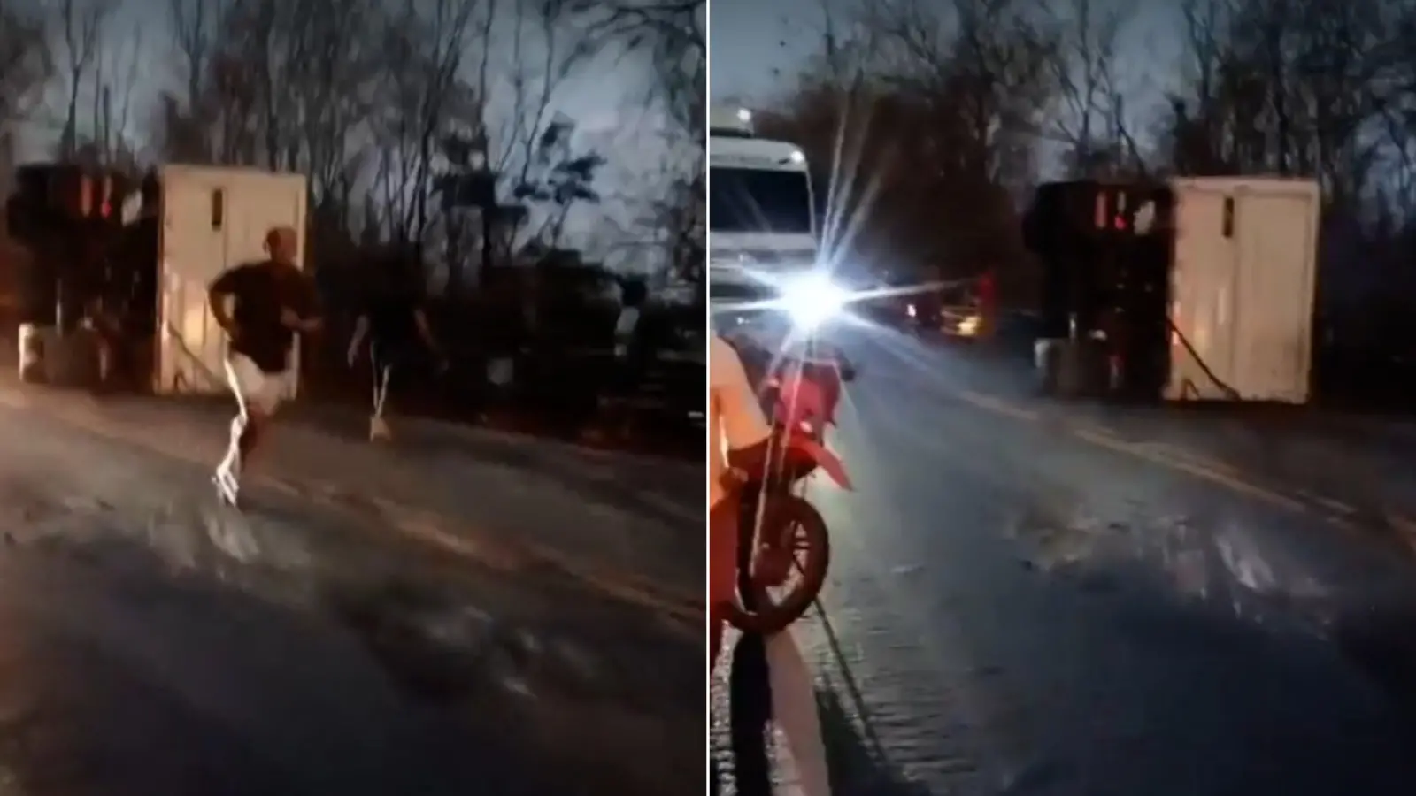 Caminhão tombado em trecho da rodovia BR 222.