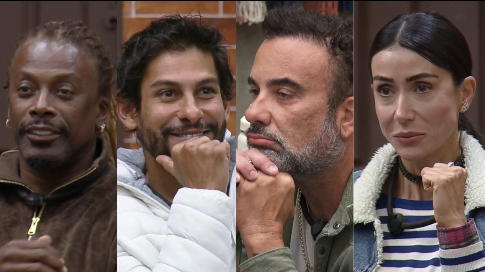 Colagem mostrando os participantes do Super Paiol: Créo, Shia, Fabiano e Michelle.