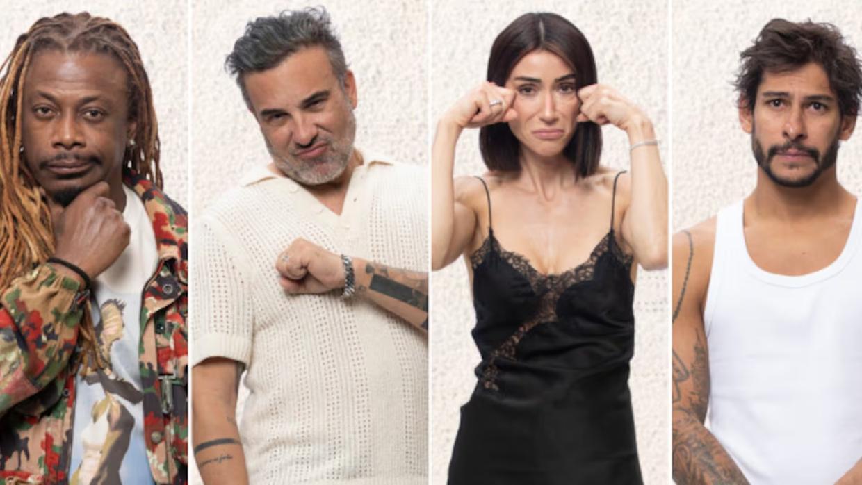 Colagem mostra os participantes que integram a votação do Super Paiol, Créo, Fabiano, Michelle e Shia.