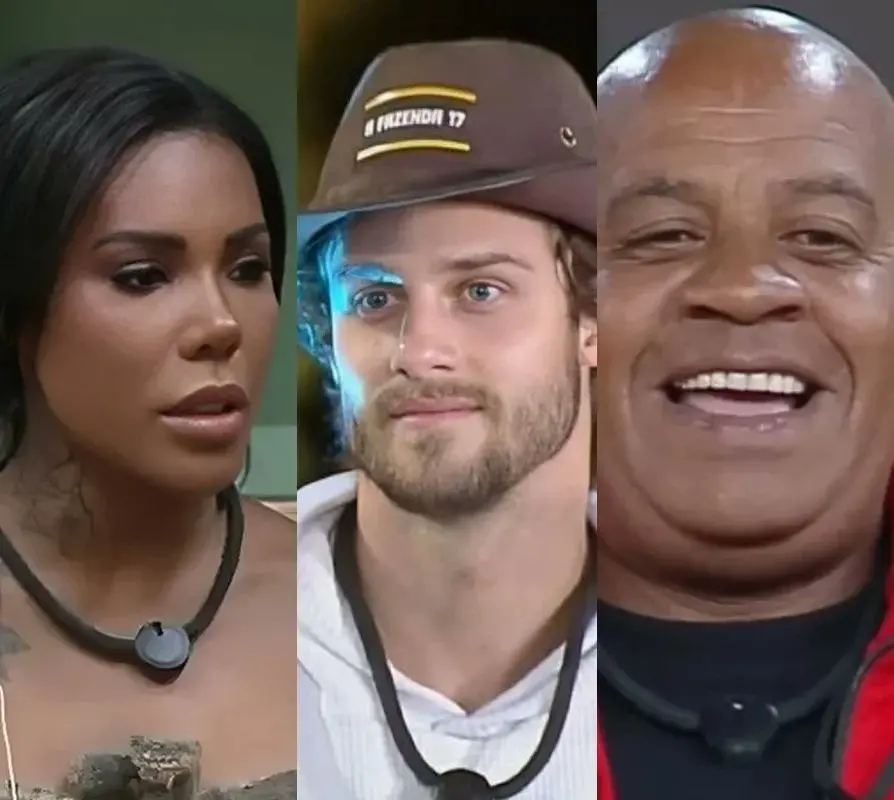 Colagem mostrando os participantes da roça, Carol, Matheus e Toninho.