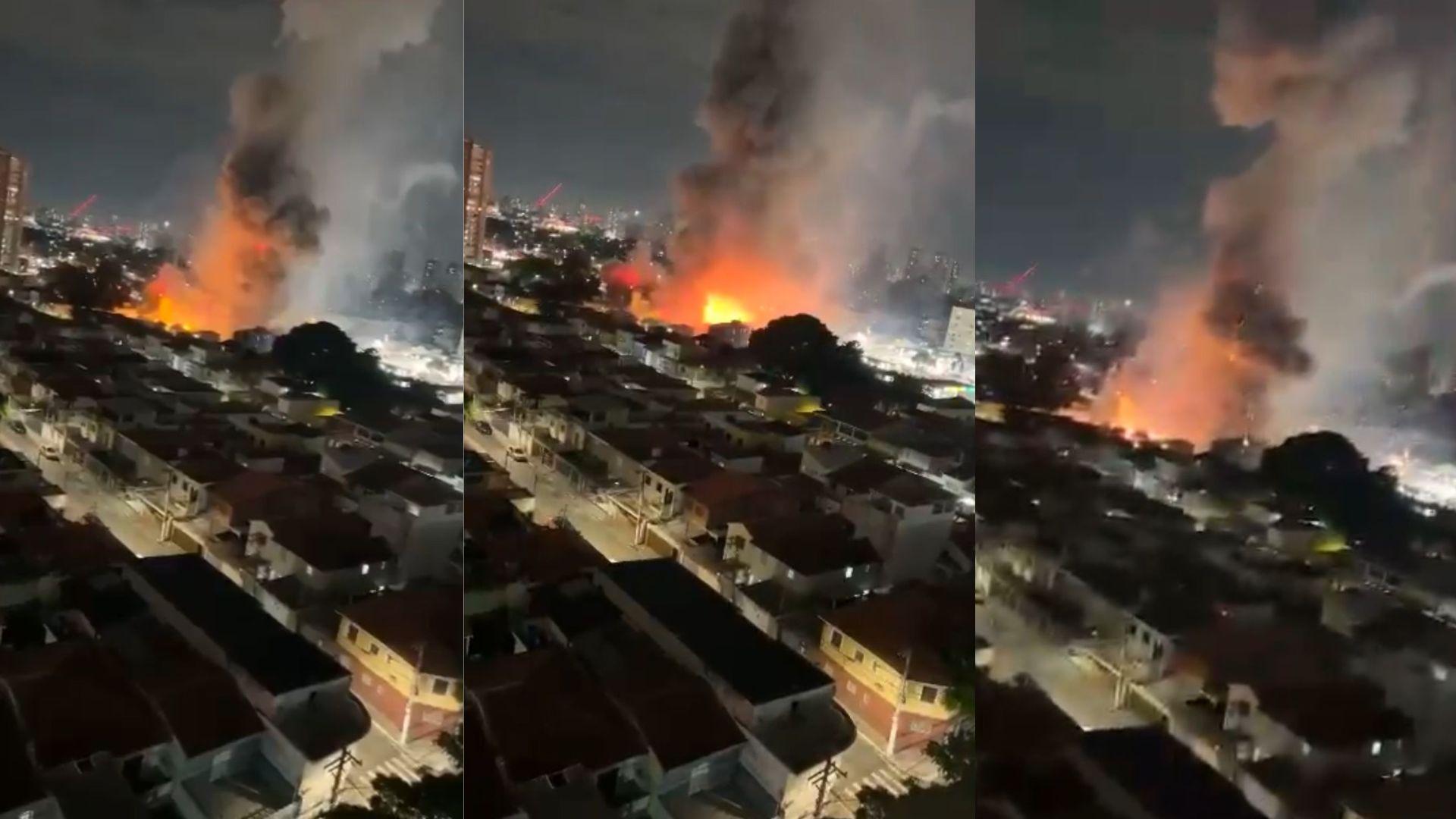 Colagem mostra a sequência de explosões.