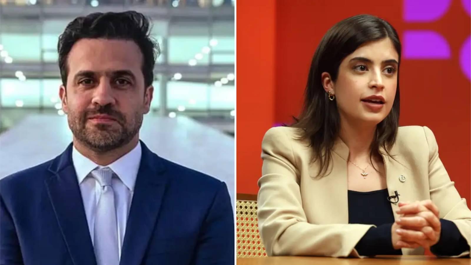 Imagem mostra montagem de foto de Pablo Marçal, à esquerda, e de Tabata Amaral, à direita.