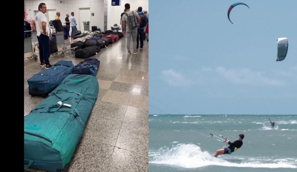 Montagem de aeroporto com e praia