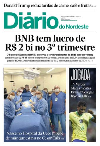 Capa da Edição do dia do jornal Diário do Nordeste