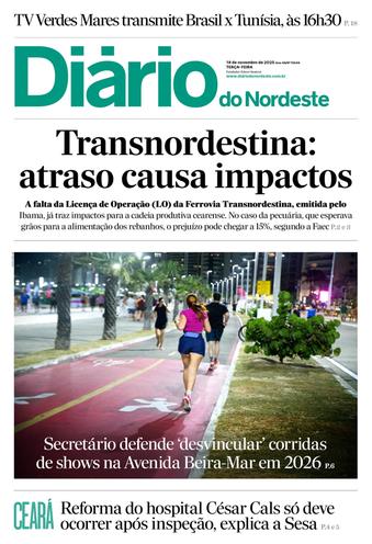 Capa da Edição do dia do jornal Diário do Nordeste