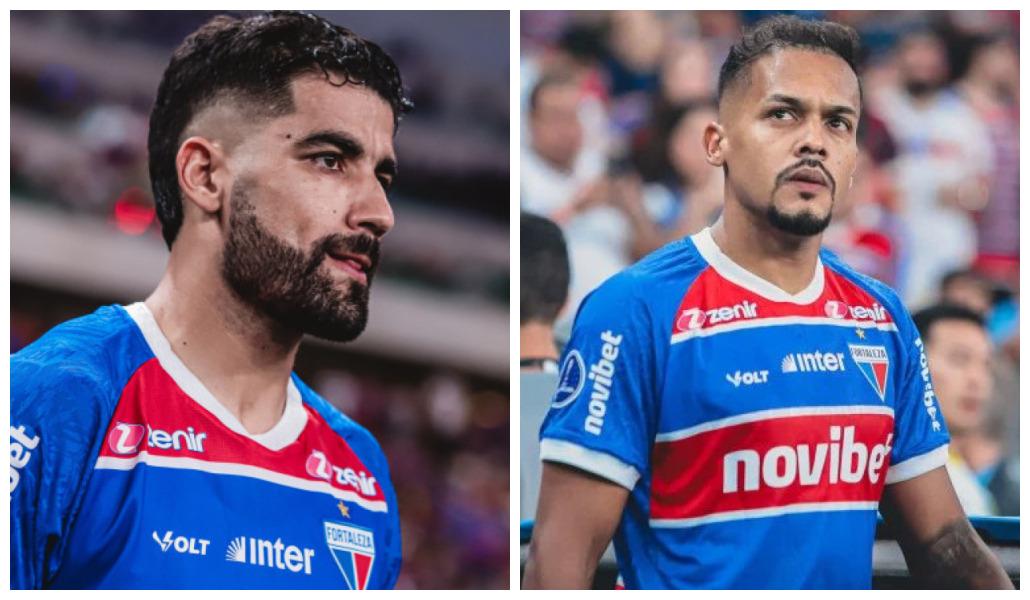 Montagem com fotos de Bruno Pacheco e Brítez em ação pelo Fortaleza
