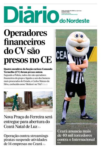 Capa da Edição do dia do jornal Diário do Nordeste