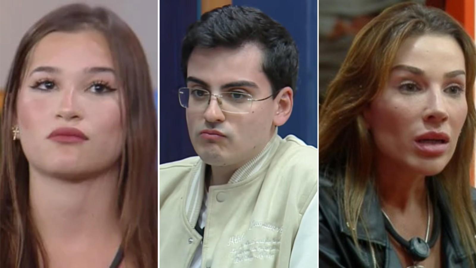 Imagem mostra colegem com fotos de Duda Wendling, Dudu Camargo e Maria Caporusso, participantes de A Fazenda que disputam a Prova do Fazendeiro.