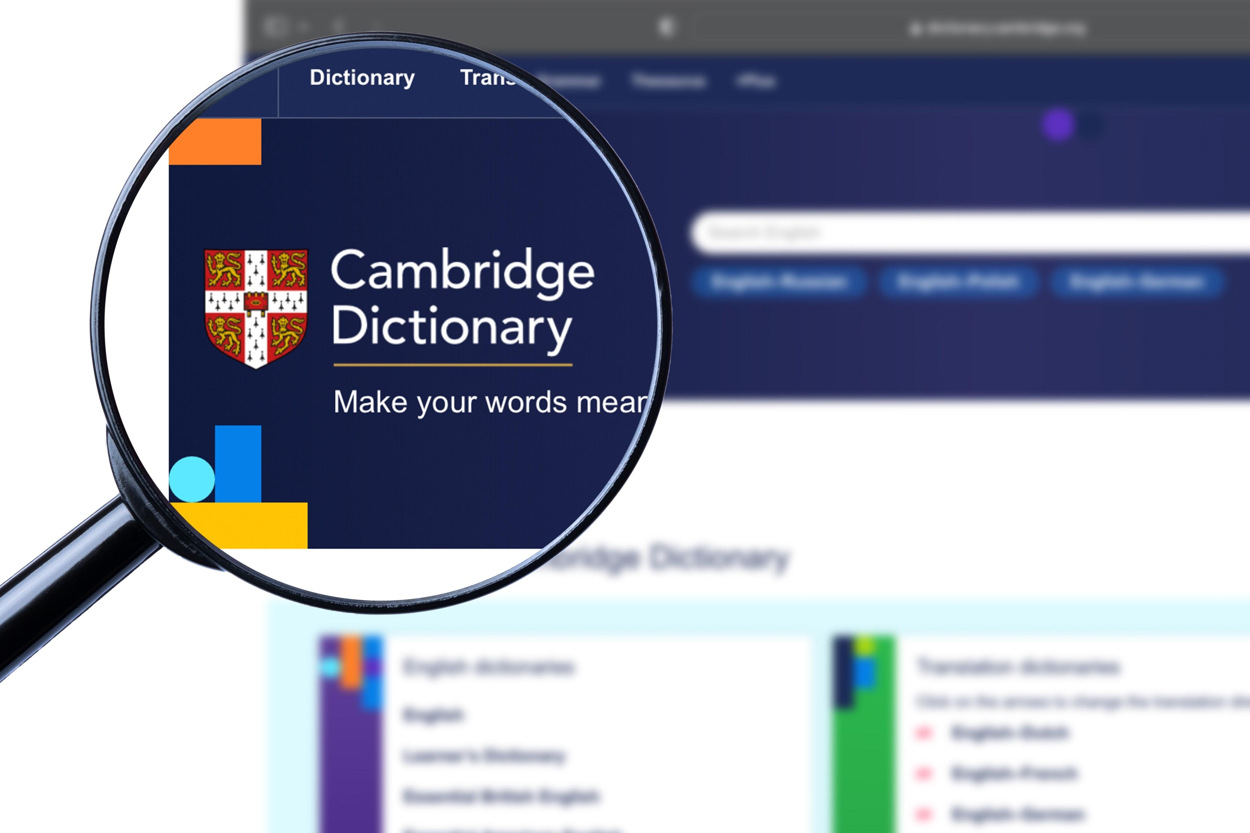 Imagem do Dicionário de Cambridge que elegeu parassocial como palavra do ano.