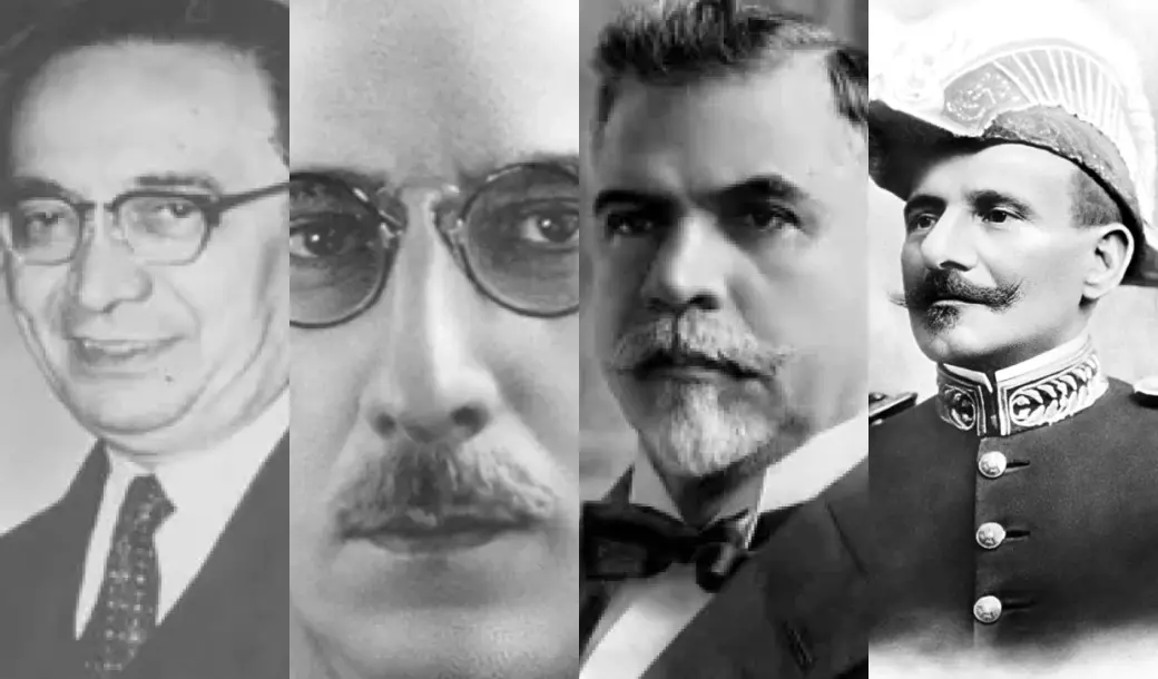 A montagem mostra os ex-presidentes: Café Filho, Artur Bernardes, Washington Luís, Hermes da Fonseca.