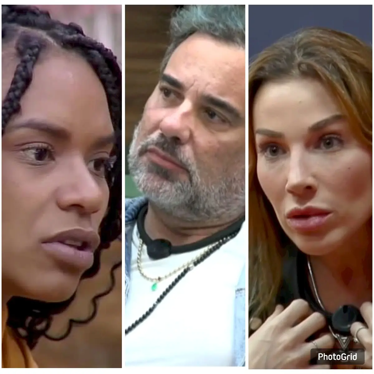Montagem com Fabiano, Kathy Maravilha e Maria Caporusso, de A Fazenda 17.
