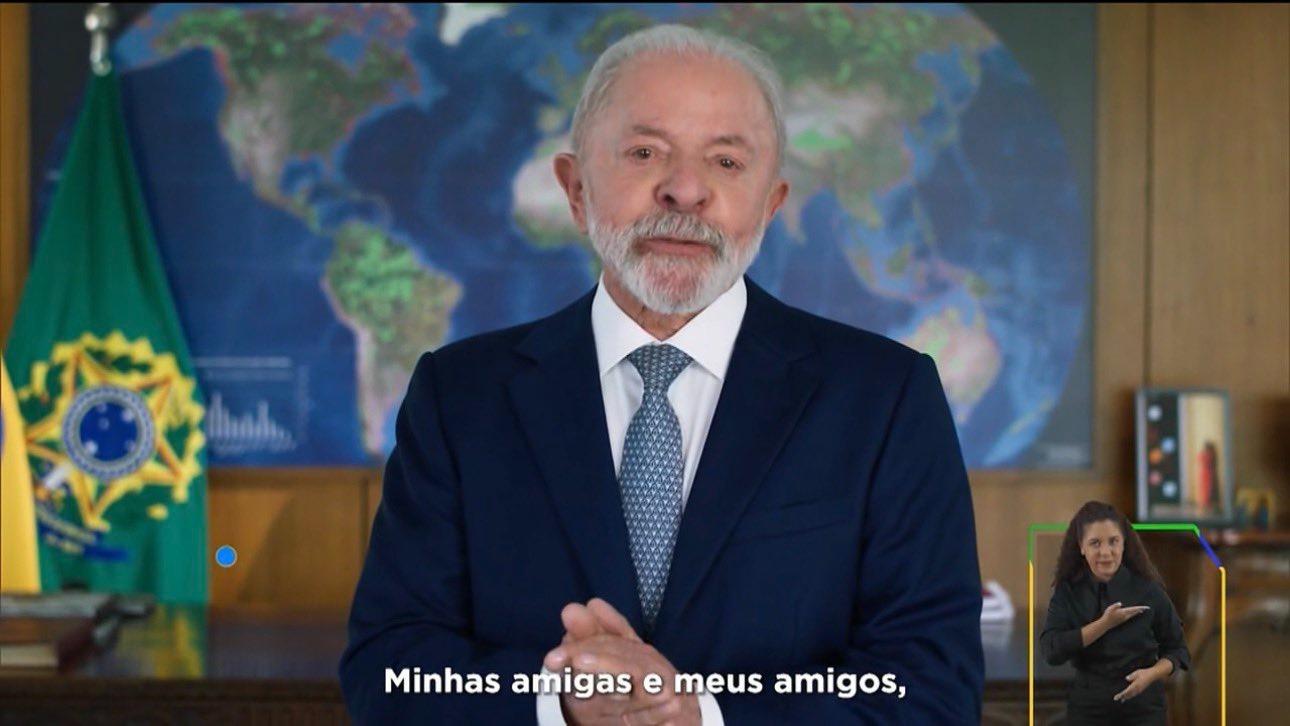 Lula em captura de tela durante cadeia nacional de rádio e TV.
