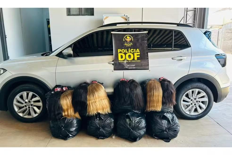 foto de apreensão de carga milionária de cabelos humanos para ilustrar matéria de prisão de ex-vereador em Mato Grosso do Sul.