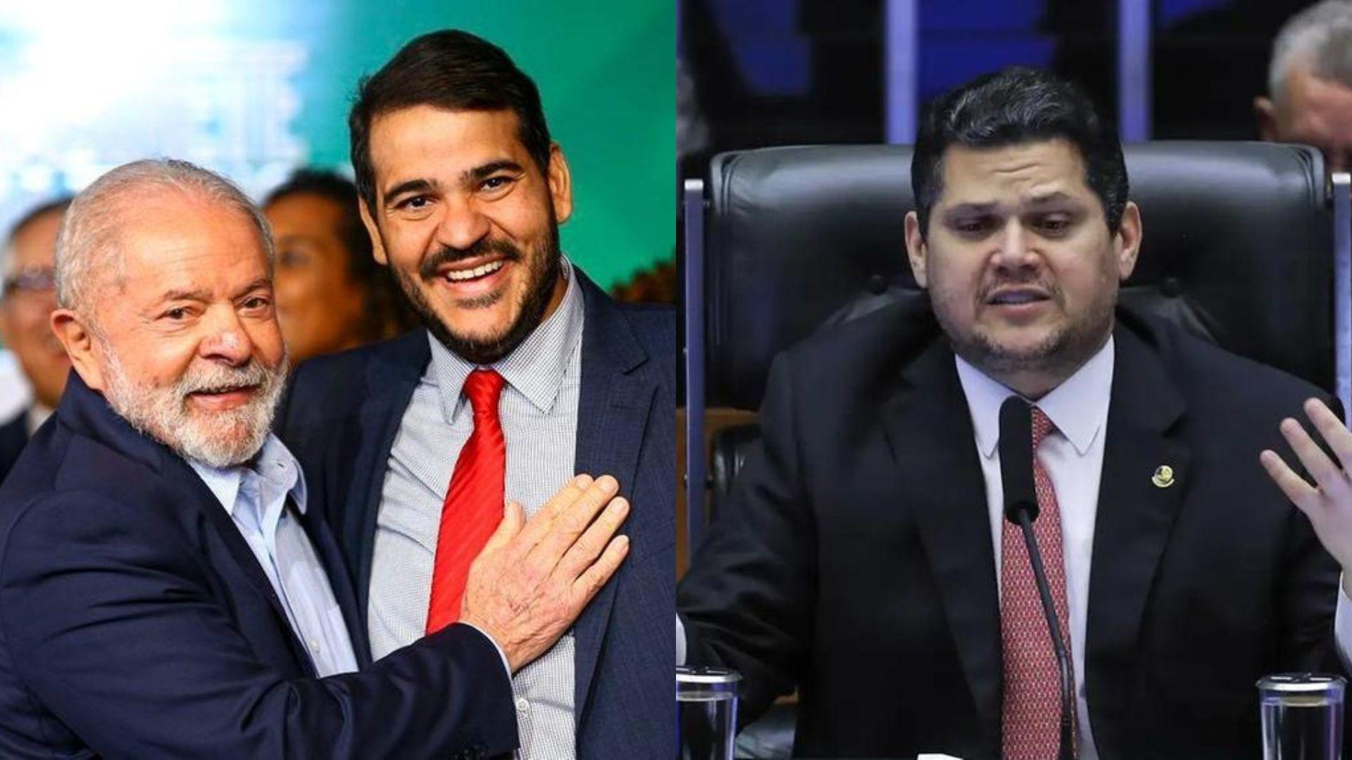 Foto de Alcolumbre, Jorge Messias e Lula.