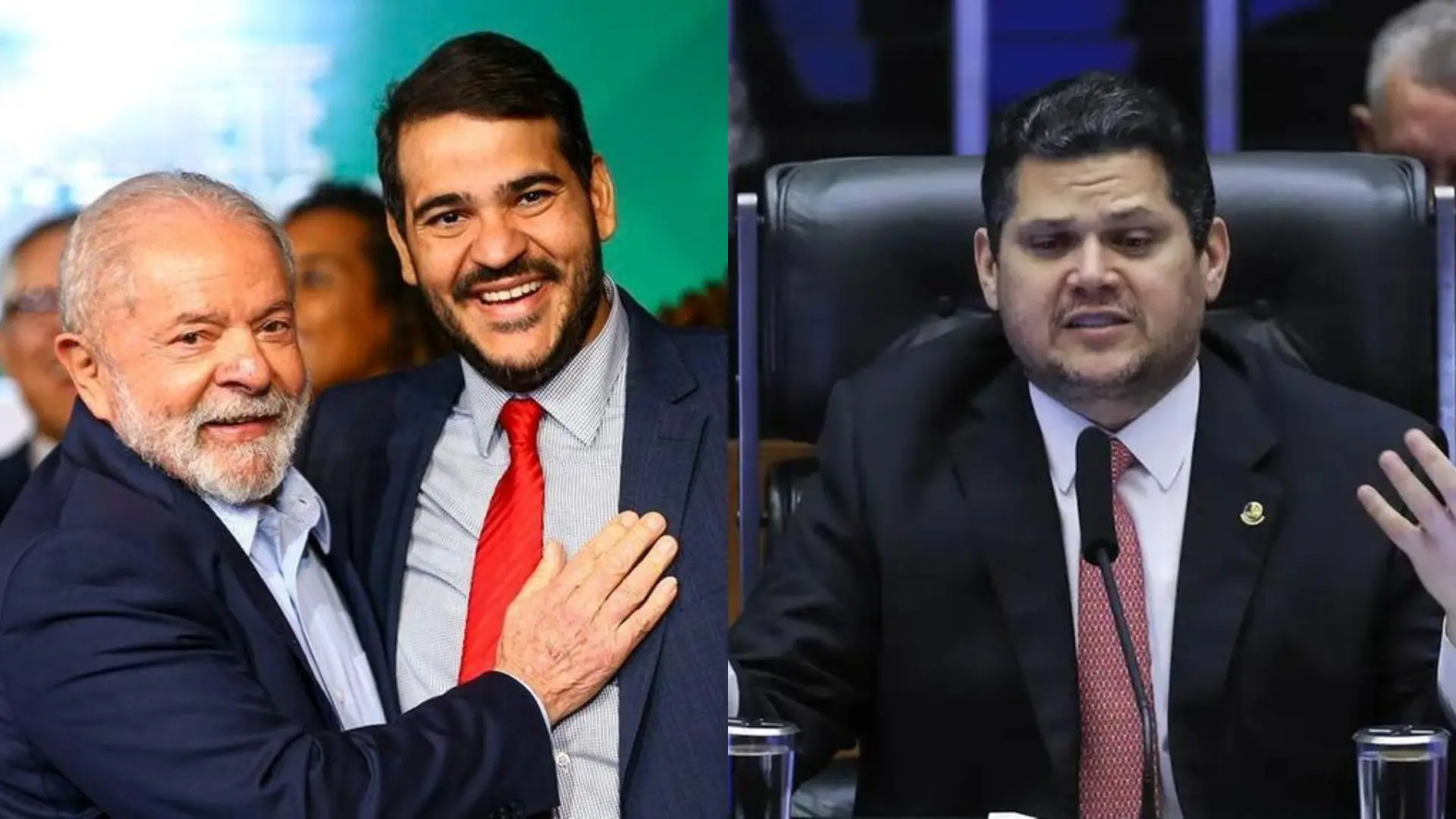 Foto de Alcolumbre, Jorge Messias e Lula.