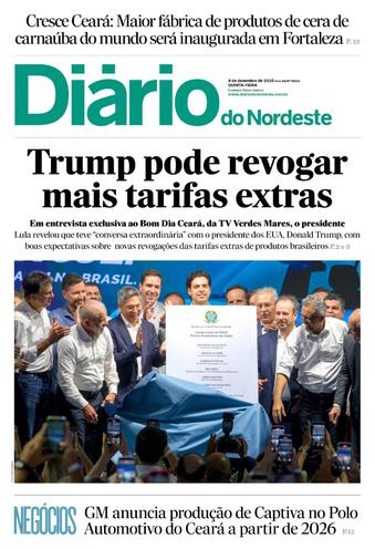 Capa da Edição do dia do jornal Diário do Nordeste