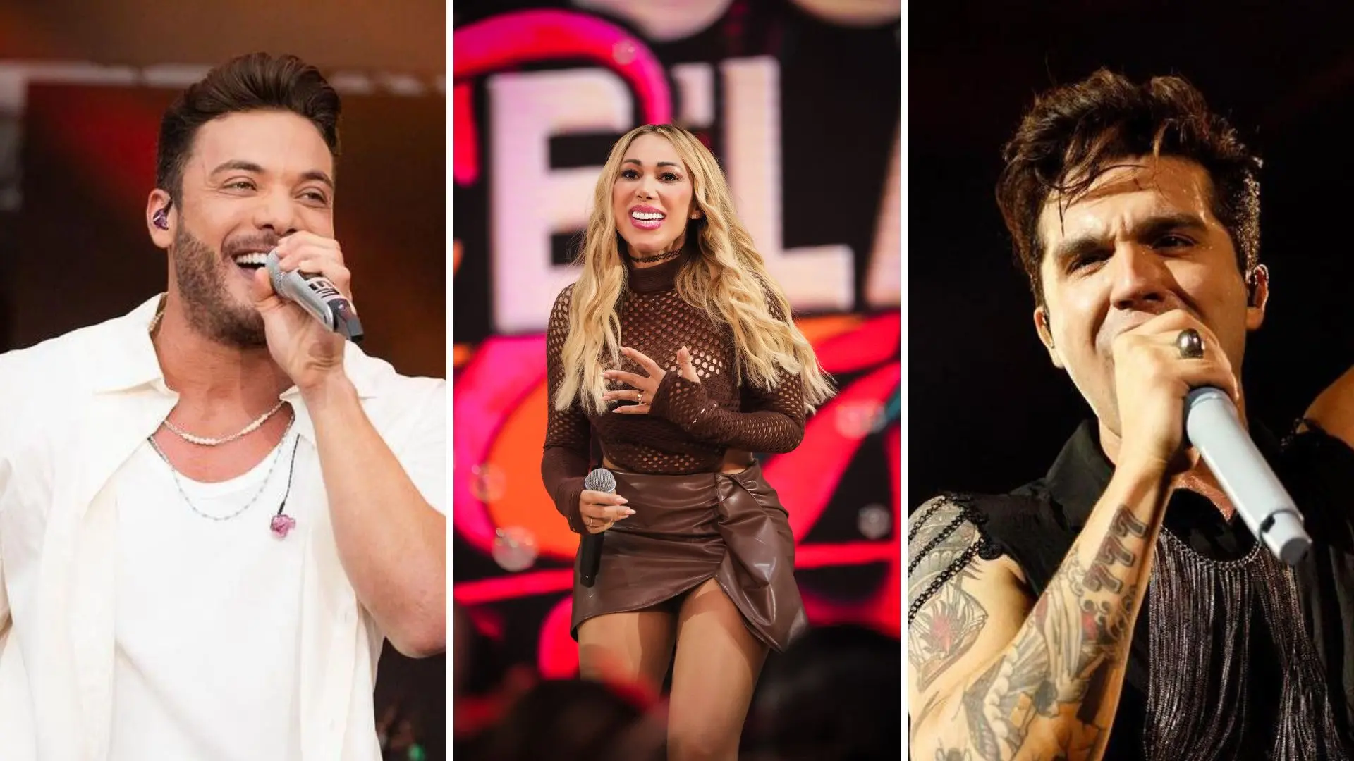 montagem de fotos de Wesley Safadão, Taty Girl e Luan Santana, atrações do réveillon de Fortaleza.