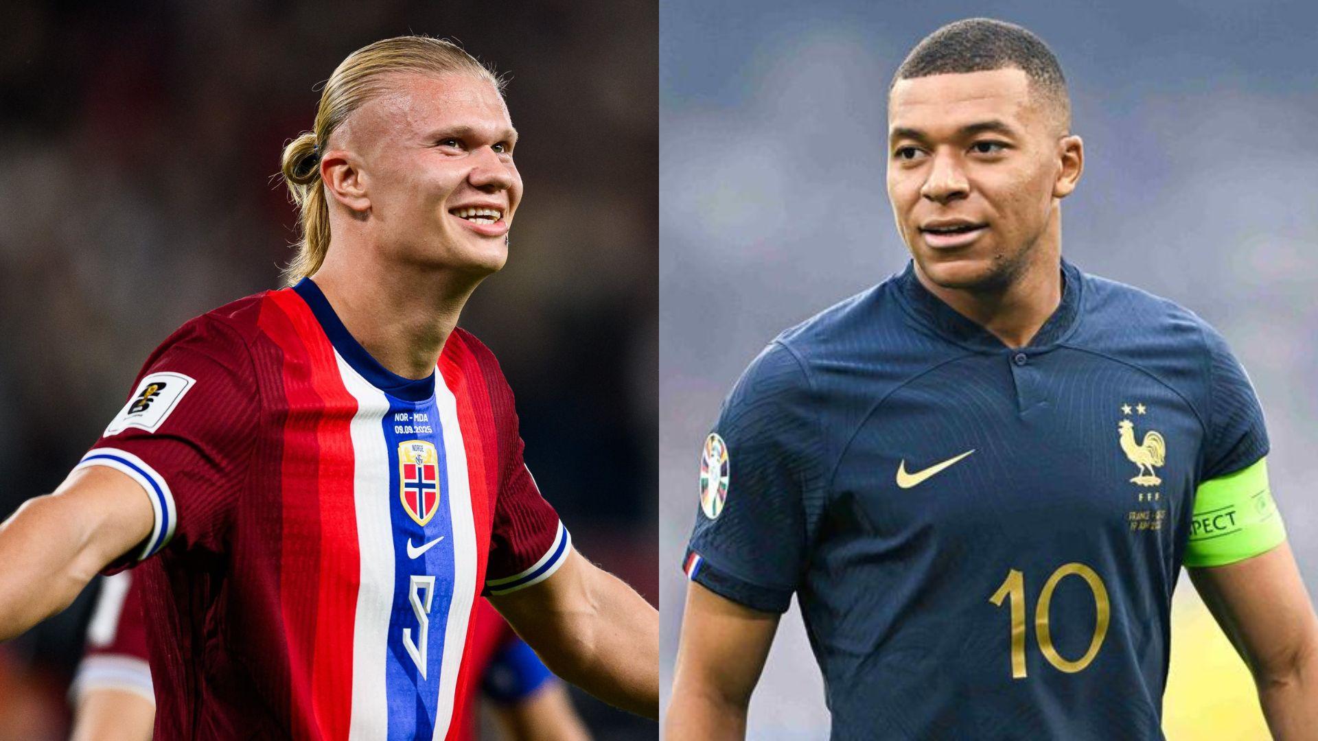 Atacante Haaland e Mbappé lado a lado