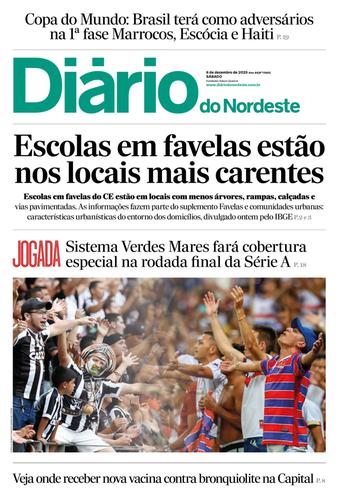 Capa da Edição do dia do jornal Diário do Nordeste