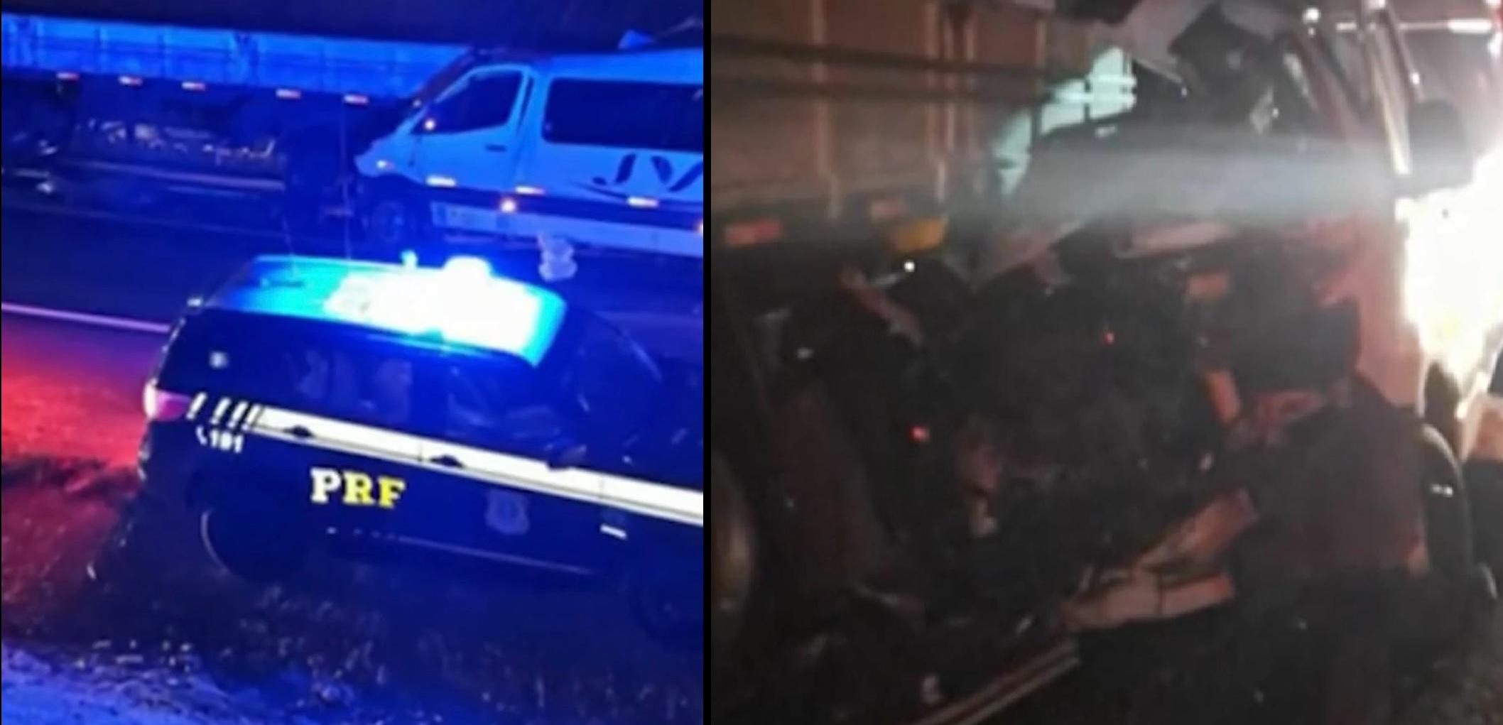 viatura da prf em acidente no rio grande do sul.