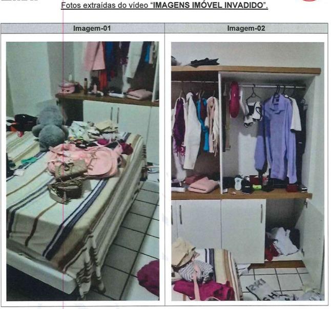 foto do compartimento da casa invadida, tudo revirado.