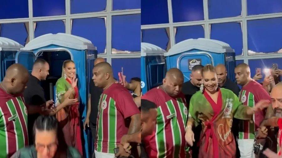 Virginha foi ovacionada pelo público enquanto usava o banheiro químico.