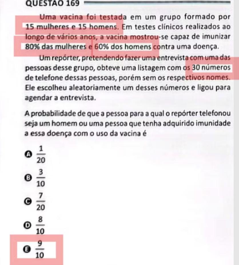 Questão sobre vacinas no Enem 2025.