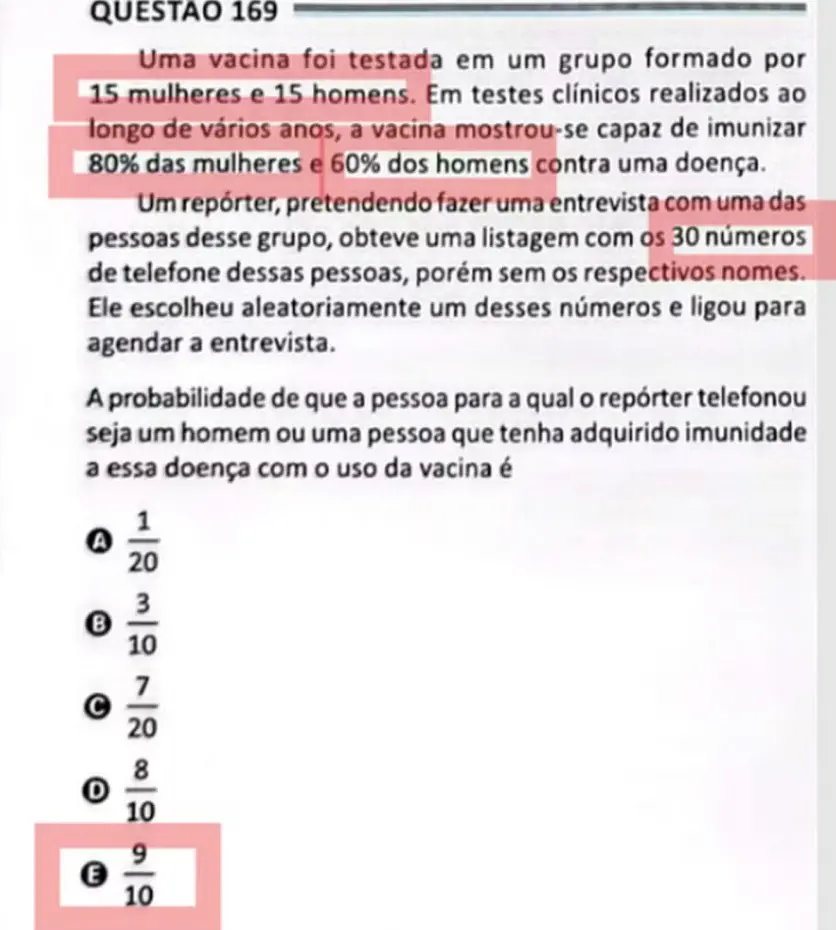 Questão sobre vacinas no Enem 2025.