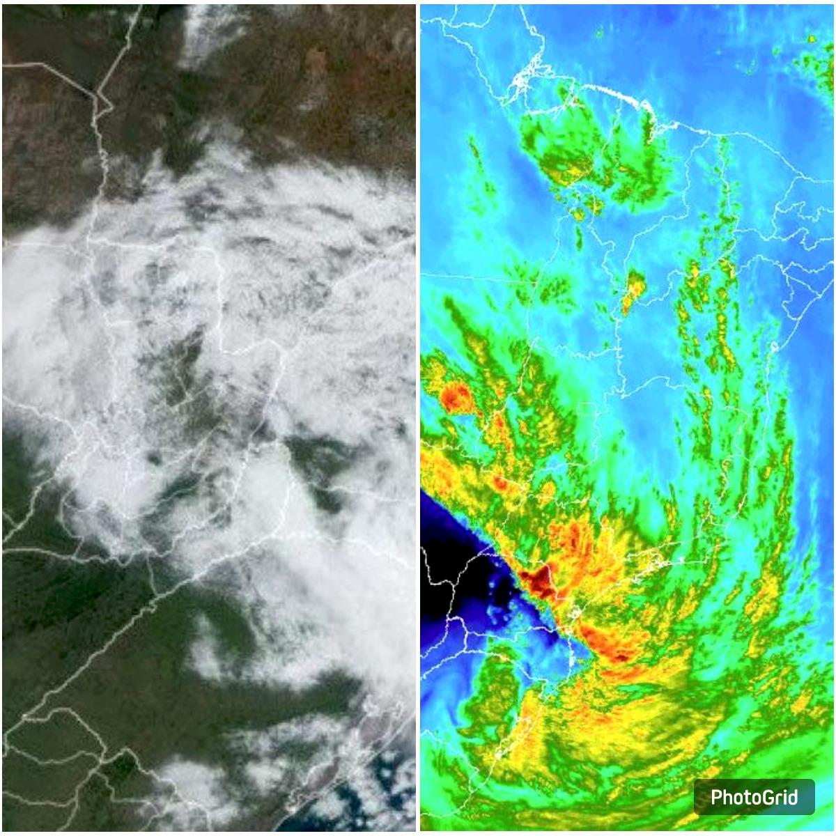 Imagens do alerta do Inmet citando ciclone extratropical na região Sul do Brasil.