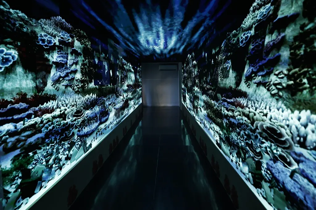 Imagens do Oceano dentro da exposição imersiva