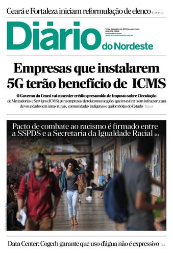 Capa da Edição do dia do jornal Diário do Nordeste