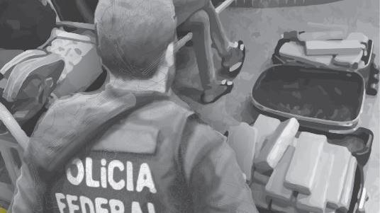 pf apreensao de drogas, agente e suspeita.