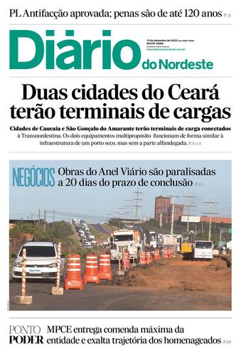 Capa da Edição do dia do jornal Diário do Nordeste