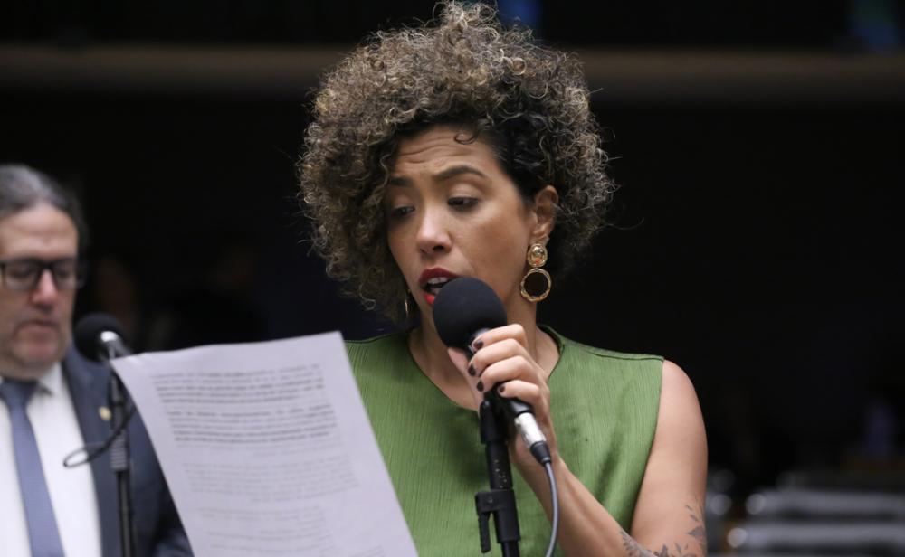Talíria Petrone lê discurso no Plenário da Câmara dos Deputados.