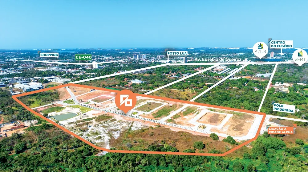 Empreendimento fica a 1 km do Centro do Eusébio e próximo ao Cidade Alpha.