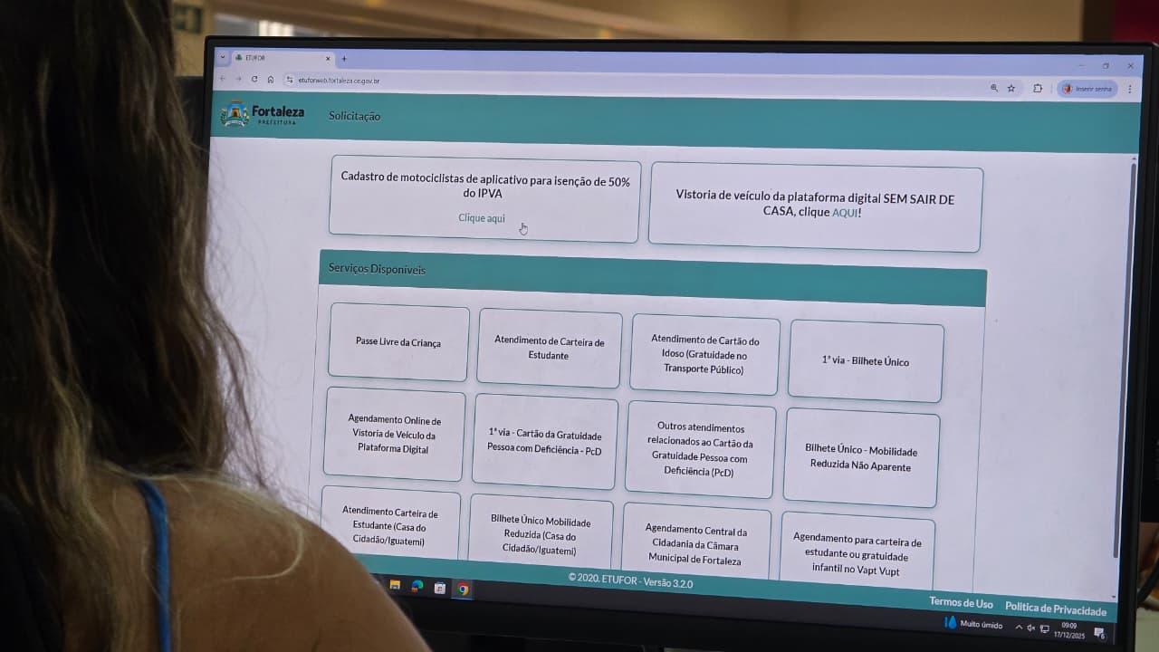 Site da Etufor com serviço de cadastro aos motoristas de app.