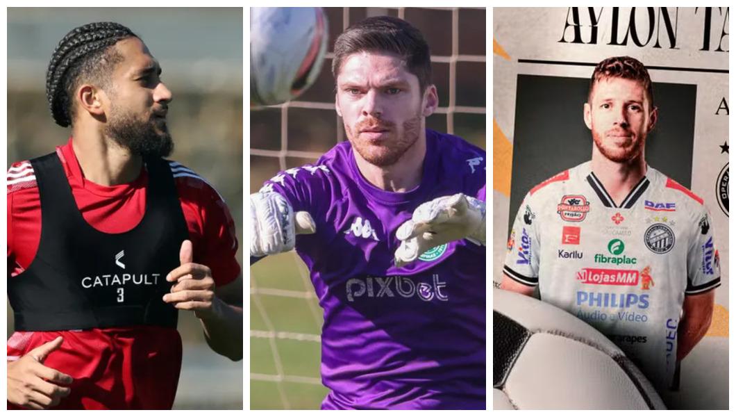Montagem com fotos do goleiro Maurício Kozlinski, o zagueiro Pablo e o atacante Aylon