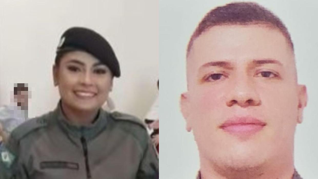 foto de dois pms, um homem suspeito de matar a policial militar larissa, esposa dele.