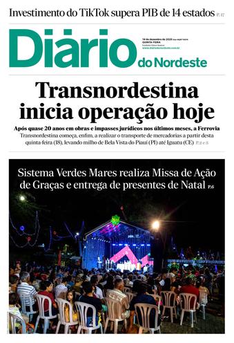 Capa da Edição do dia do jornal Diário do Nordeste