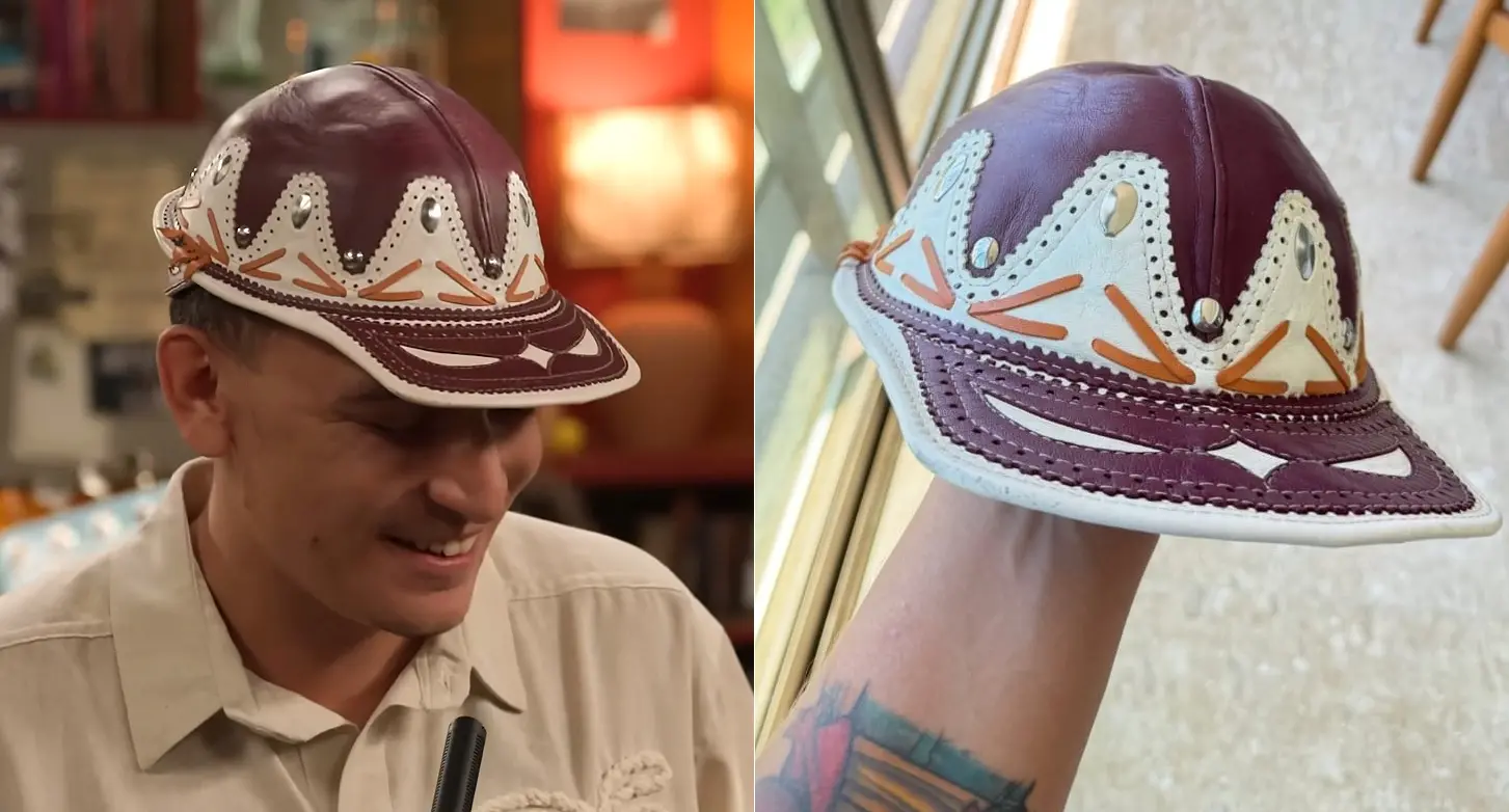 Fotos de João Gomes no Tiny Desk e dele segurando o chapéu que irá aposentar.