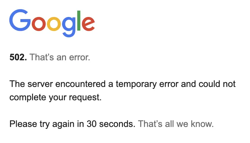 Site do youtube apresentando erro