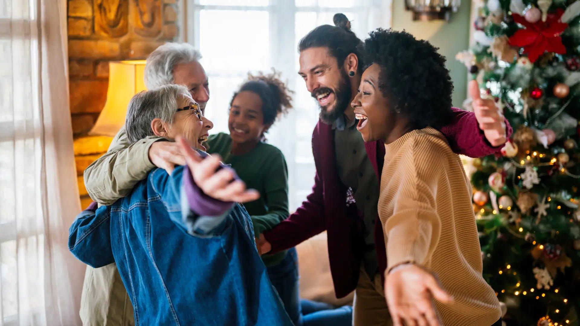 Pessoas celebrando o Natal.