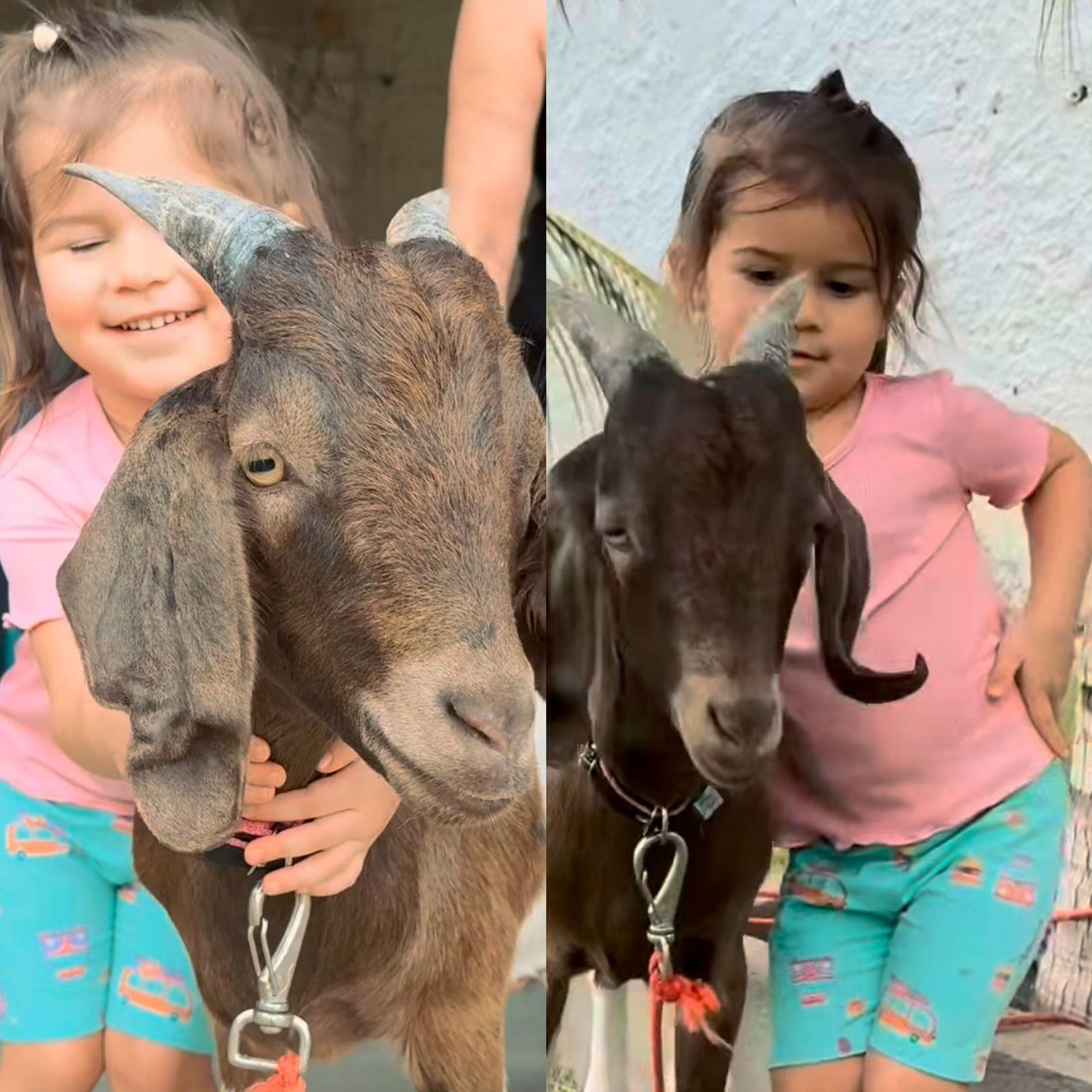 Nalu posou orgulhosa com o novo amigo, João Gomes. 