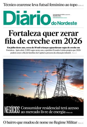 Capa da Edição do dia do jornal Diário do Nordeste