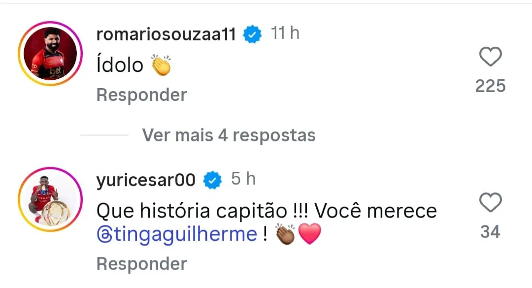 Romário e Yuri César também deixaram recado para o agora ex-capitão do Fortaleza.