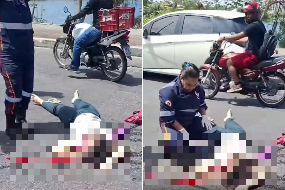 Imagem de vítima que morreu após cair de ônibus e ser atropelada pelo veículo na Parangaba.