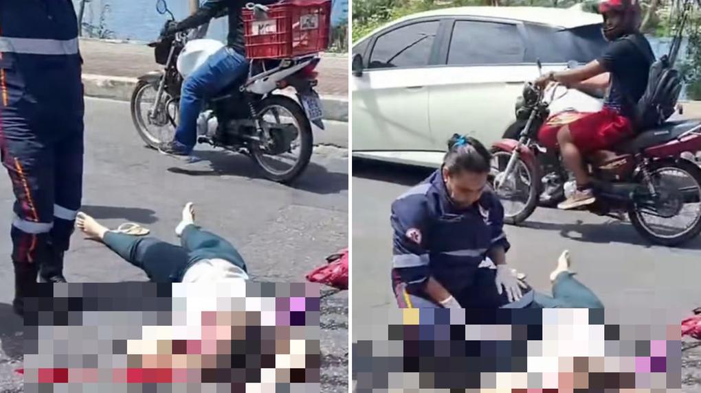 Imagem de vítima que morreu após cair de ônibus e ser atropelada pelo veículo na Parangaba.