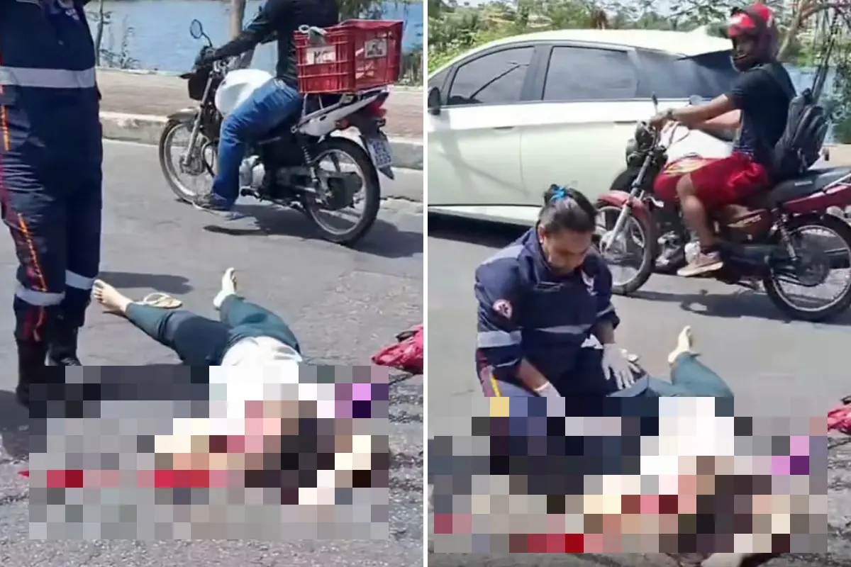 Imagem de vítima que morreu após cair de ônibus e ser atropelada pelo veículo na Parangaba.